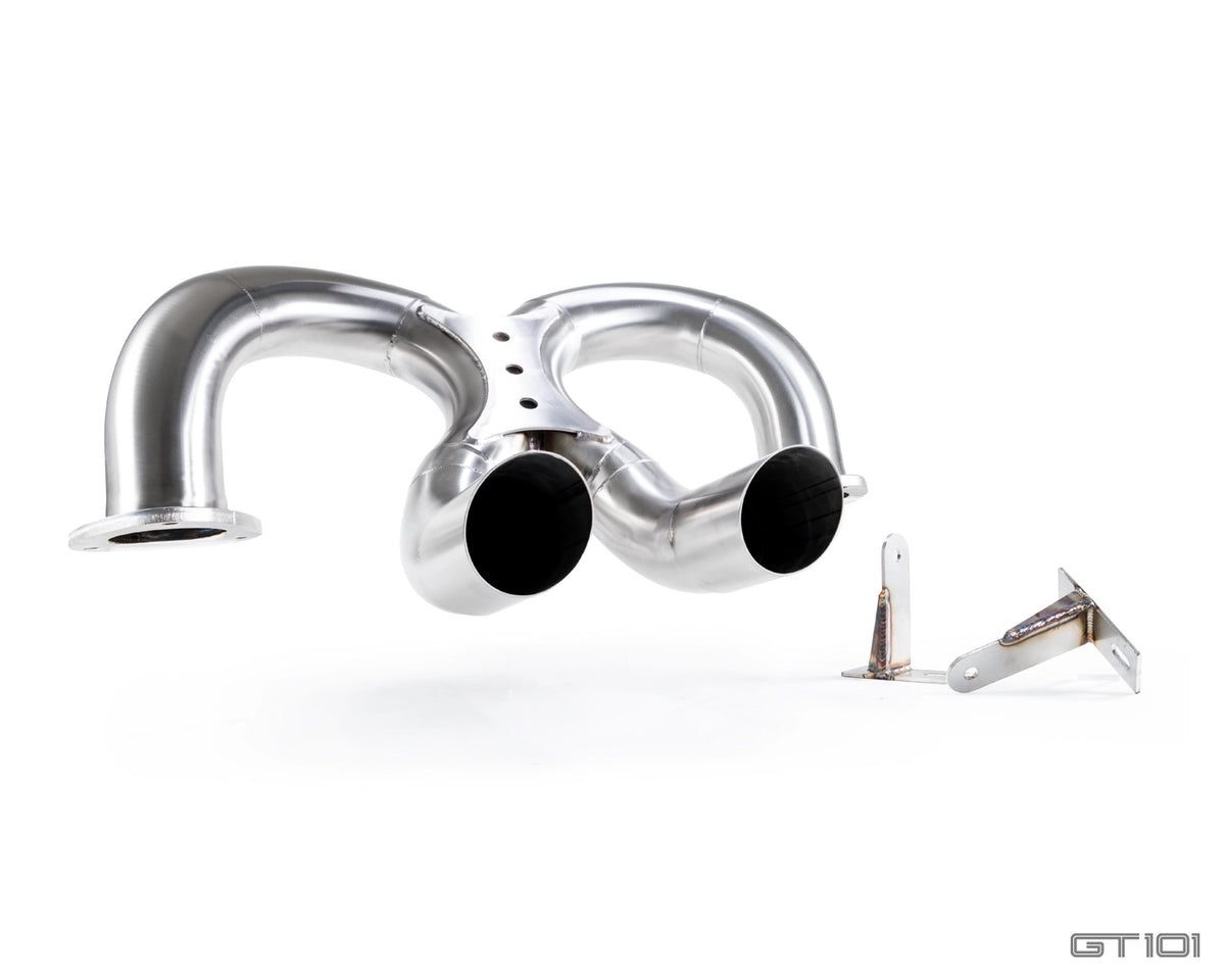 GT101 UK-designed stainless steel X Pipe performance exhaust for 2005–2006 Ford GT supercharged V8 with mounting brackets