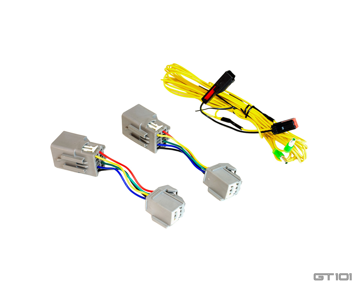 Ford Mustang red LED rear tail light clusters with three-bar design and black housings with sequential indicators – left and right replacement lights, supplied with adaptor loom