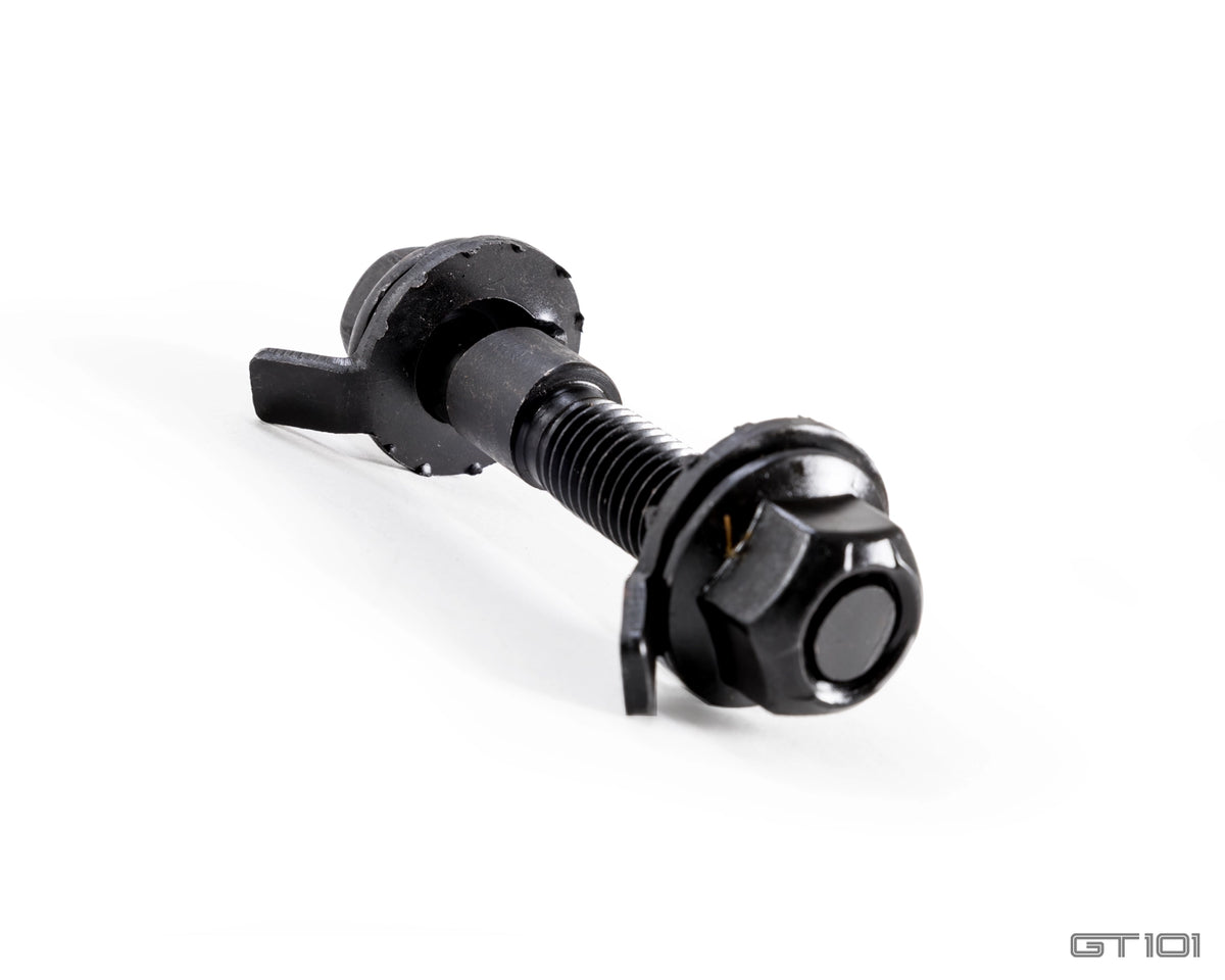 Pedders adjustable front camber bolts for Ford Mustang suspension, designed for precise camber adjustment